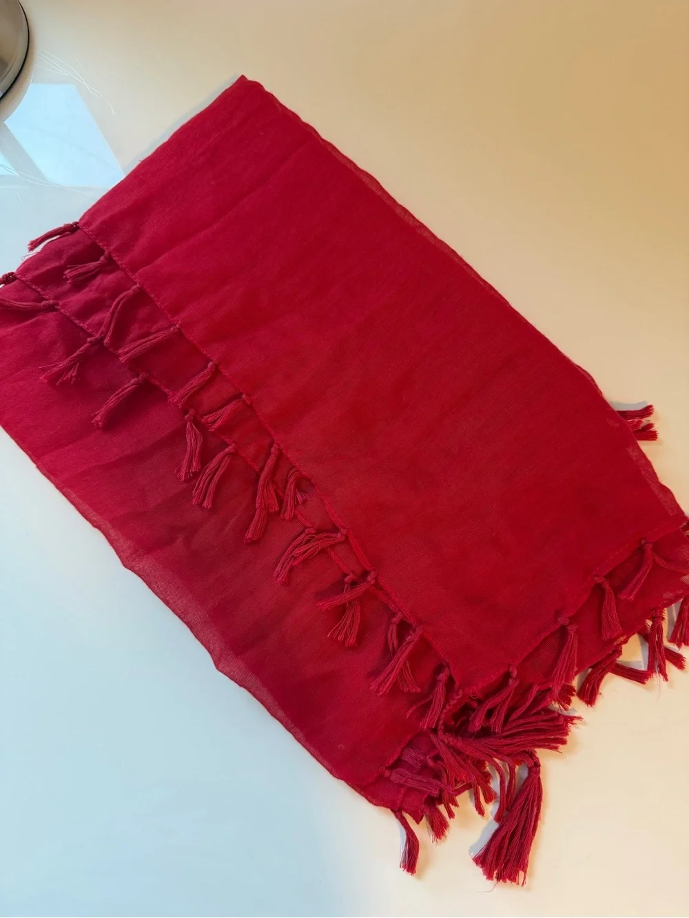Red Lightweight Fringe Tassel Scarf - Women Accessories